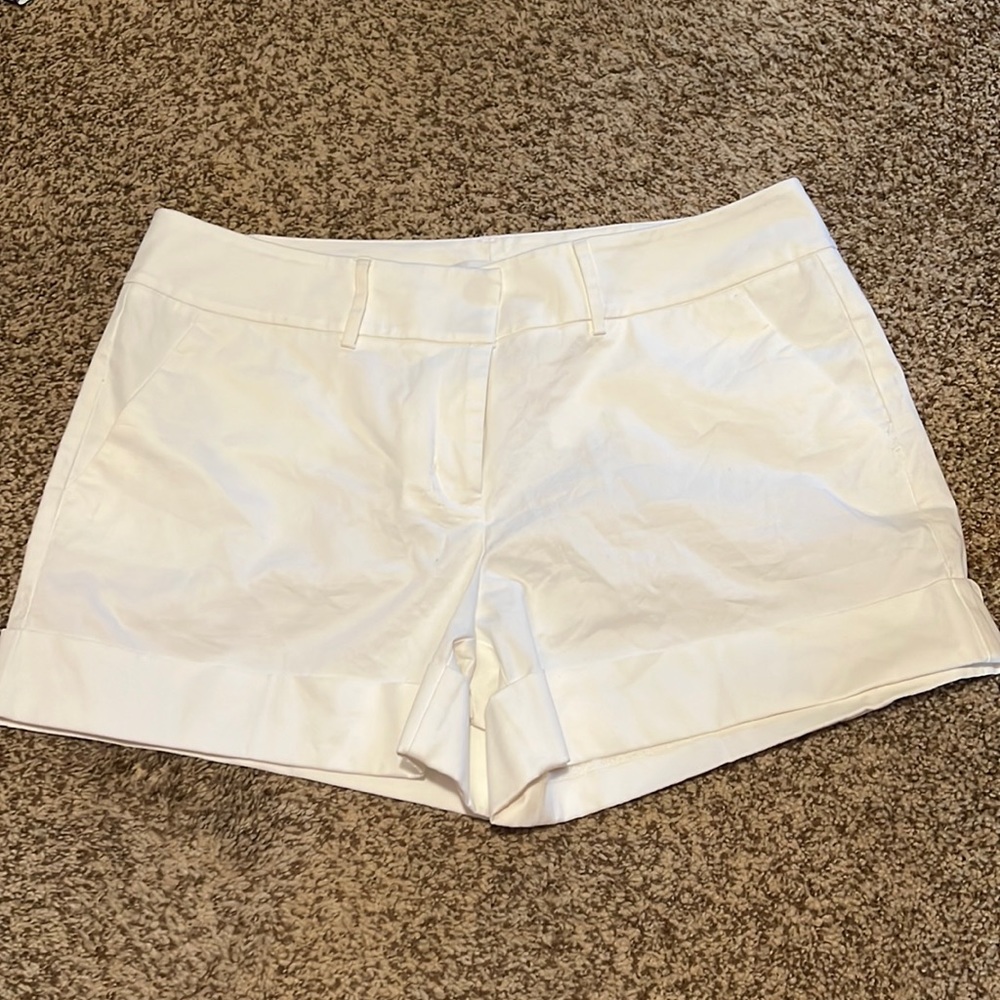 Women’s white shorts.